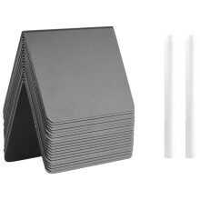 (black) 20 Mini-Kreidetafelschilder A-förmig für Tische, Buffets, Tags aus PVC löschbar mit