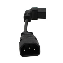 (black) 18cm IEC 320 90-Grad-C13-3-Pin-Weiblich-zu-C14-3-Pin-Männlich-PDU-Netzversorgungs-Extension-Cord für Comput