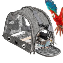 Bird travel carrier with standing perch and tray for budgies, parakeets, lovebirds
