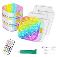 (White) 4 Stück aufladbare Tauchpoolbeleuchtungen mit Fernbedienung, IP68 wasserdichte 16 farbwechselnde LED-Leuchten