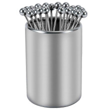 (Silver) 20 Stück Metall-Cocktailpicks mit Halterungsset, Edelstahl-Cocktailpicks, wiederverwendbare Cocktailspieße