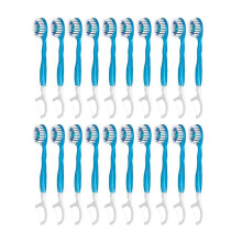 (Blue) Reisezahnbürsten, 5-in-1 +Faden+Pick+Zunge, vorgepastete Zahnpinsel mit Frischperle