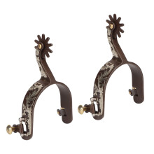 2 Pieces Western Cowboy Spurs Vintage Bronze Low Carbon Steel Horse Spurs with Rotating Gear