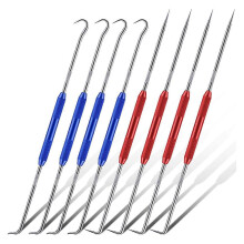 (Red Blue) 8 Stück Doppelspitzige Stichel, Metallstichelwerkzeug-Haken- und Pick-Werkzeugset Gerade 45-Grad-90-Grad-Ti