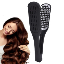 DoubleSided Hair Straightener Brush with Ceramic Teeth, AntiSlip Grip for Home and Travel