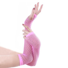 Punk Style Gloves Fishnet Fingerless Elastic Mesh Wrist One Size Pink Solid Color Cosplay Party Festival