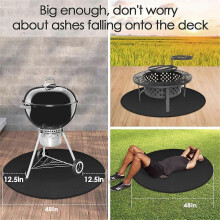 (Black) 48 Zoll runder Feuerstellematte für Ofen und Lagerfeuer, feuerfester Ofenmatte unter Grill zum Schutz der Terrasse