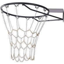 Rete da basket in acciaio zincato resistente, perfetta per campi da basket all'aperto, facile e sicura da installare.