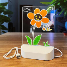 LED Message Board with Pen/Stand in 7 Colours, Dry Wipe Acrylic Board, LED Note Board