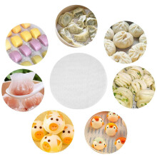 (White) 5 Stk Silikon Dampfmaschenmatten, wiederverwendbare antihaftende runde Dampfpads, Dampfbrötchen Backpasteten M