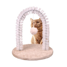 Cat Groomer SelfGrooming Arch for Cats, Durable Bristle Massage Tool Indoor Shedding Groomer Tool (Cream)