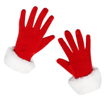 Five Finger Gloves Red Christmas Style Plush Trim AntiSlip Windproof One Size Santa Cosplay Handwear