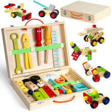 Wooden Tool Box, Carpenter's Case for Role Play, Construction Toys for Children