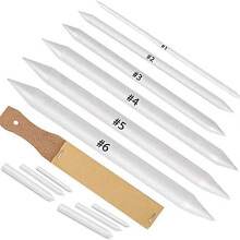(White) 12 Stück Blending Stumps und Tortillions Papier-Art-Mixer mit Sandpapier-Stiftspitzer für