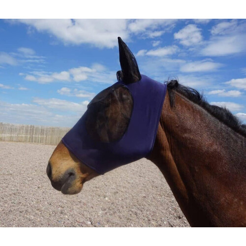 Horse And Pony Pull On Lycra Fly Mask (L, Navy) 2