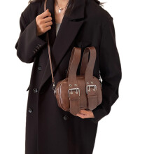 2023 Crossbody Bag Solid Color Vintage Shoulder Bag for-Coffee