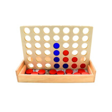 4 Piece Wooden Online Game for Children and Adults, Ages 6, Strategic Board Game, Playful and Educational, Easy to Carry