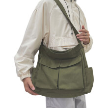 Women Casual Satchel Bag Large Capacity Canvas Shoulder-Green