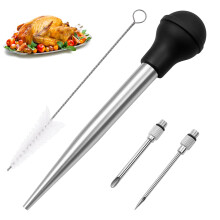Baster Large With Cleaning Brush And 2 Marinade Needles Black For Oiling And Marinating