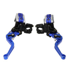 Motorbike Levers Aluminum Adjustable Hydraulic Brake Pump Clutch Lever Set For Handlebar Blue