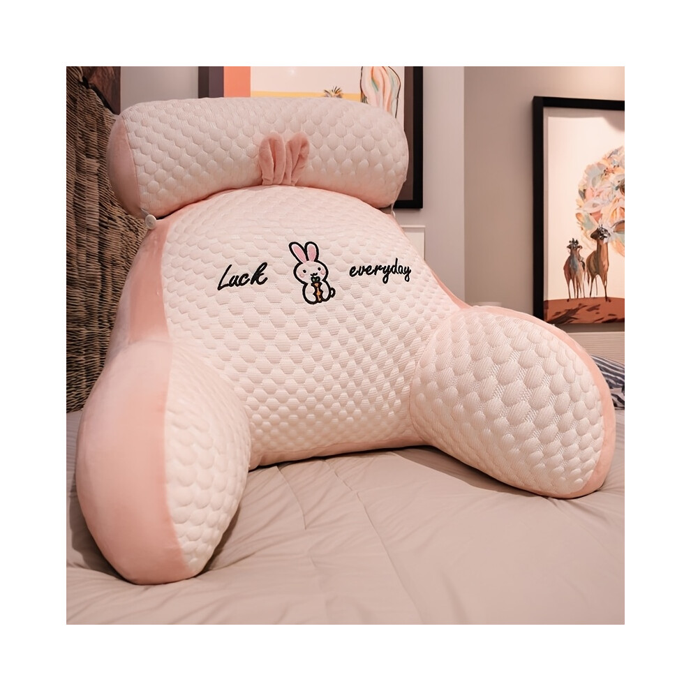(Pink Rabbit, 60*40cm) 1pc Comfort cushion | Ergonomic Back Support | Soft Lumbar Back Pillow | Reading Backrest Pillow | Breathable Fabric | P