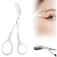 Eyebrow Scissors with Comb, 2 in 1 Eyebrow Trimmer Scissors with Comb, Eyebrow Trimmer Scissors, Eyebrow Scissors for Men and Women (White)