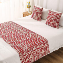 Bed Runner Rug For King Size Bed Modern Knitted Runner Solid Color Red 50x50 Cm Hotel Style Foot Of Bed