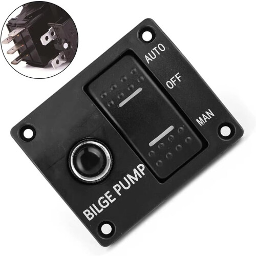 Bilge Pump Switch 3Way Automatic Marine Pump Control Panel with Float Switch Compatible, 2pcs 1