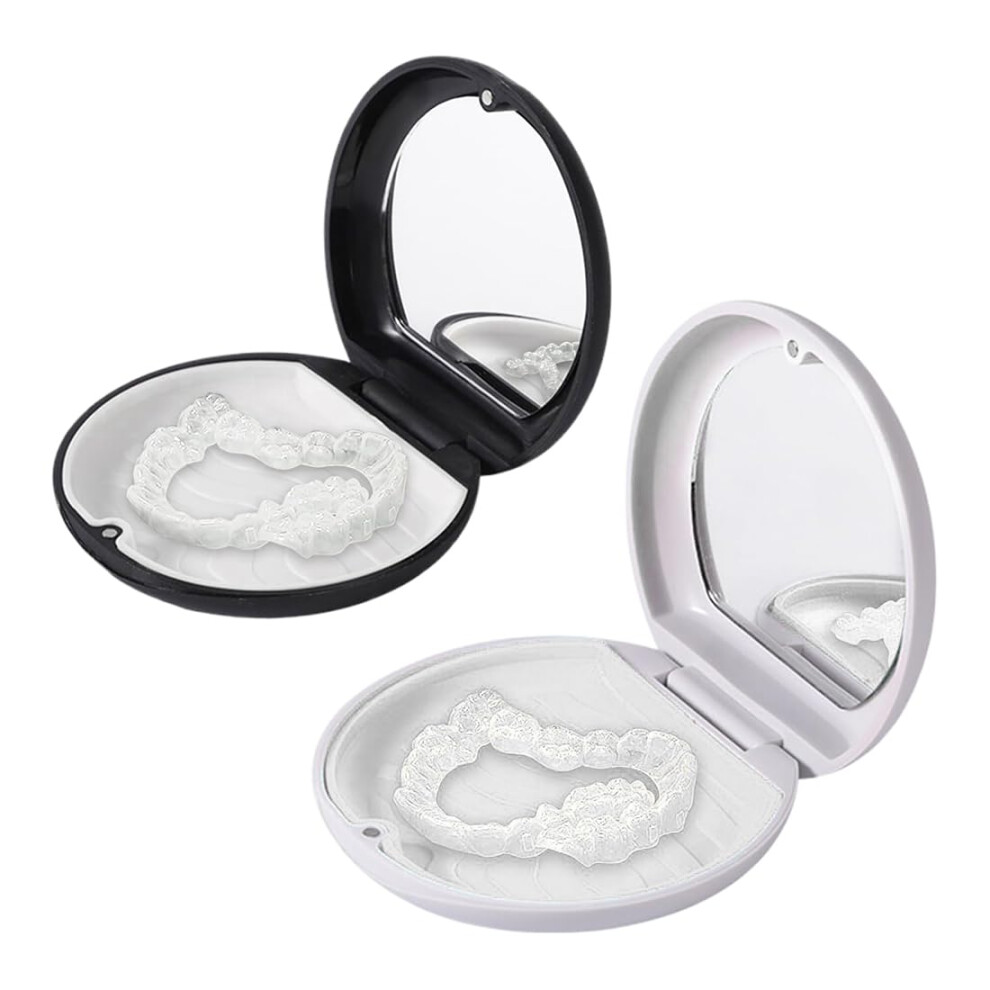 Pack of 2 Braces Box, Denture Container, Denture Container, Dental Splint Box, Prosthesis Box, Mirror Holder Box, with Mirror