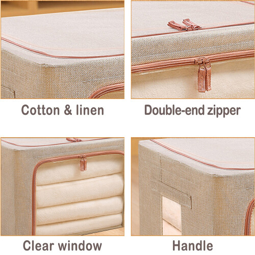Storage Solutions, Innovative Foldable Organizer, Clear Window for Quick Identification, Robust Metal Frame, Linen Fabric, Space-Saving, Durable Handl 2