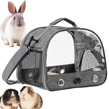 Bird Travel Cage  Nylon Backpack, Transparent Ventilated Carry Bag for Outdoors, 33 x 24 x 26 cm gray