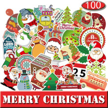 Joyful Expressions, 100 wasserfeste Weihnachtsaufkleber für Laptop, Auto, einfach anzubringende, selbstklebende und wiederablösbare Dekoration,