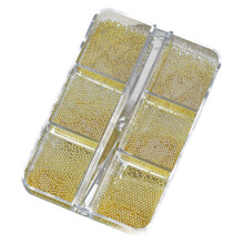 Multicolor Steel Beads For Nail Art 6 Compartment Metal-Gold