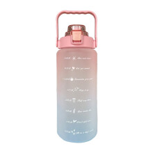 Rote Trinkflasche mit Farbverlauf für optimale Flüssigkeitszufuhr, Motivationsspruch und Zeitmarkierung, BPA-freier und lebensmittelechter