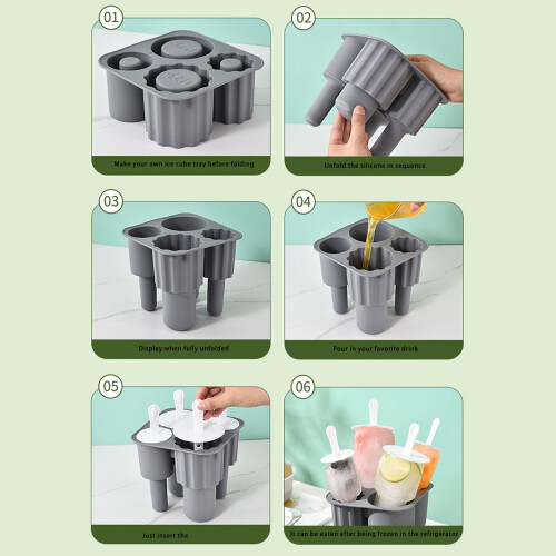 Flexible Silicone Popsicles Maker Set Creative Easy Releases-3 1