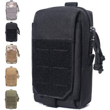 Duurzame tactische MOLLE-holster van 1000D nylon, compacte EDC-gereedschapstas met mini-gebruiksvakje en tweewegritsen, MOLLE-compatibele heuptas