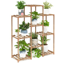 Plant Stand Indoor Outdoor Bamboo Plant Shelf 3Tier Corner Rack Holds 9 Pots for Window Balcony Living Room