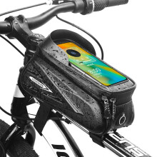 Borsa per telefono da bici, borsa da bici impermeabile con doppia cerniera senza cuciture, schermo touch sensibile per smartphone sotto i 6,8”,