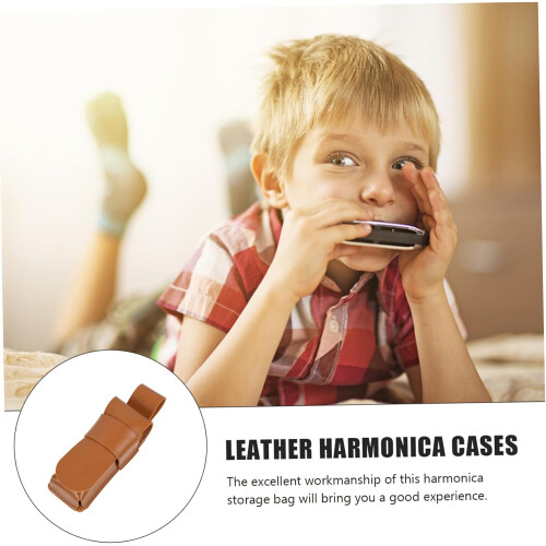 Leather Harmonica Storage Pouch Protective Case For Diatonic Blues Harmonica Beginner Friendly Portable Travel Carry Bag 2