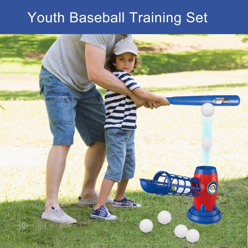 Electric Baseball Set, Automatic Launcher with 6 EVA Balls, Bat, Racket 2