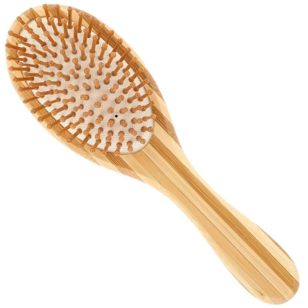 Bamboo Hair Brush with Wooden Bristles for Frizz Control and Gentle Scalp Massage, EcoFriendly