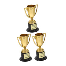 3pcs Small Plastic Golden Trophies For Kids Sports Competition Gold Trophies Set Kindergarten Recognition Party Favors