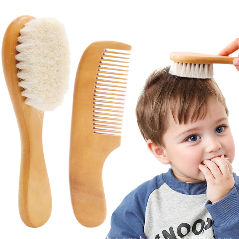 Baby Hair Brush and Comb Set for Newborn, Wooden Baby Hair Brush Set Soft  Gentle Newborn Baby Brush and Comb Set Toddler Cap Brush