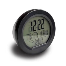 Car Digital Clock Solar Power, Date And Day Display, Interior Backlit Dashboard Clock With Temperature Display