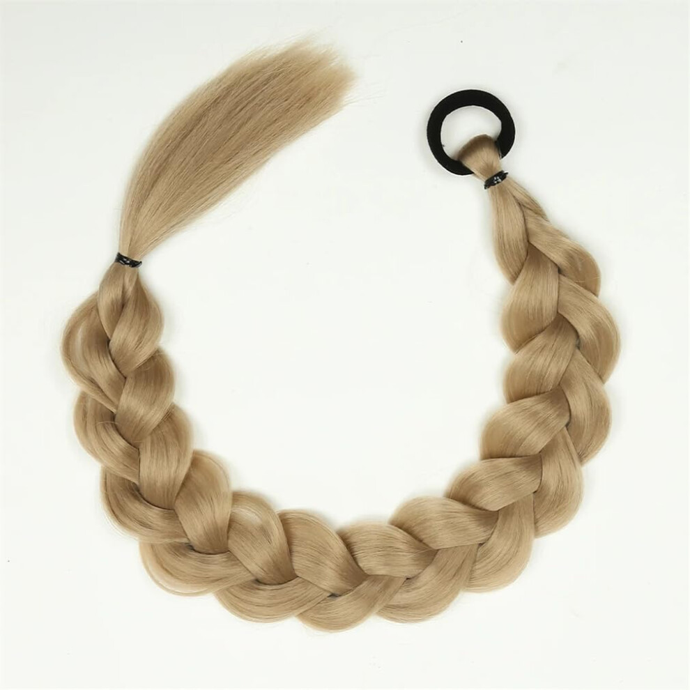 Unisex Synthetic Long Twisted Braids Ponytail Extensions, 24 Inch, Braided Hair, With Rubber Bands, For Women