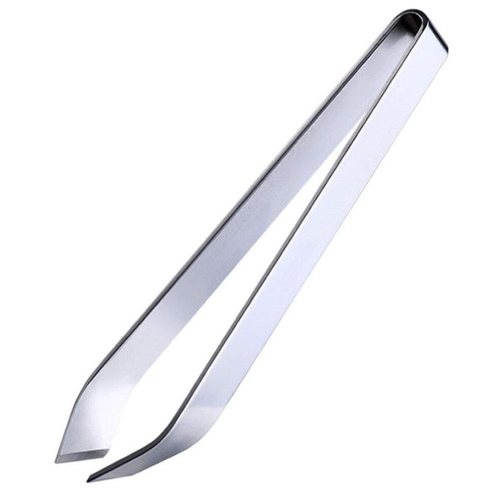 Fish Bone Tweezers Stainless Steel Slant Tweezers Clip Flat Tweezers Eyebrow Splitter Hair Removal Tweezers