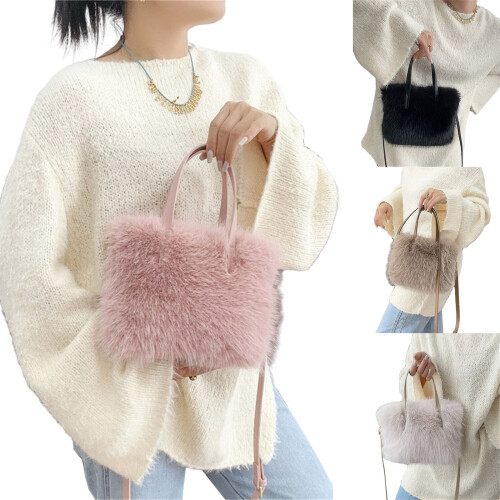 Elegant and Versatile Shoulder Bag Plush Handbag Perfect-Camel 2