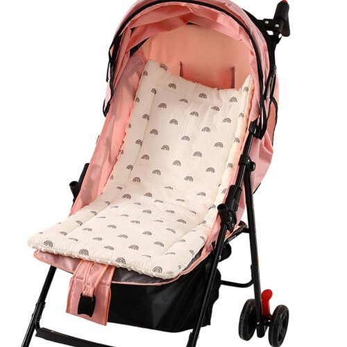 Supportive Pad Stroller Seat Liner For Infants, Universal Fit, Removable Cart Pad, Washable Pram Insert, Rainbow Pattern