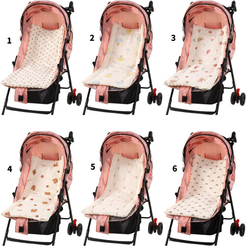 Supportive Pad Stroller Seat Liner For Infants, Universal Fit, Removable Cart Pad, Washable Pram Insert, Rainbow Pattern 1