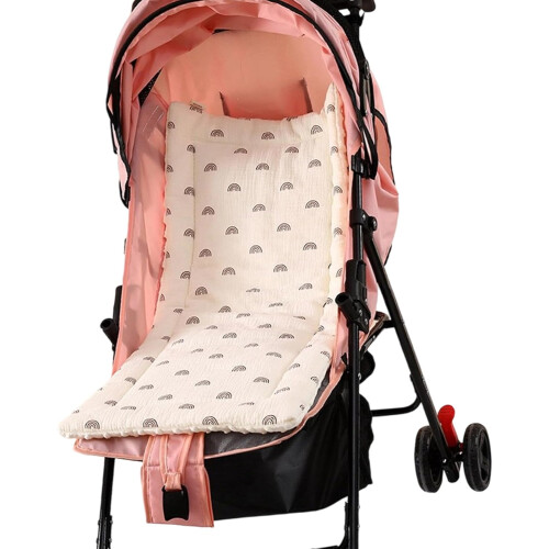 Supportive Pad Stroller Seat Liner For Infants, Universal Fit, Removable Cart Pad, Washable Pram Insert, Rainbow Pattern 2